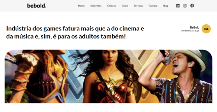 Matéria com o título: Indústria dos games fatura mais que a do cinema e da música e, sim, é para os adultos também